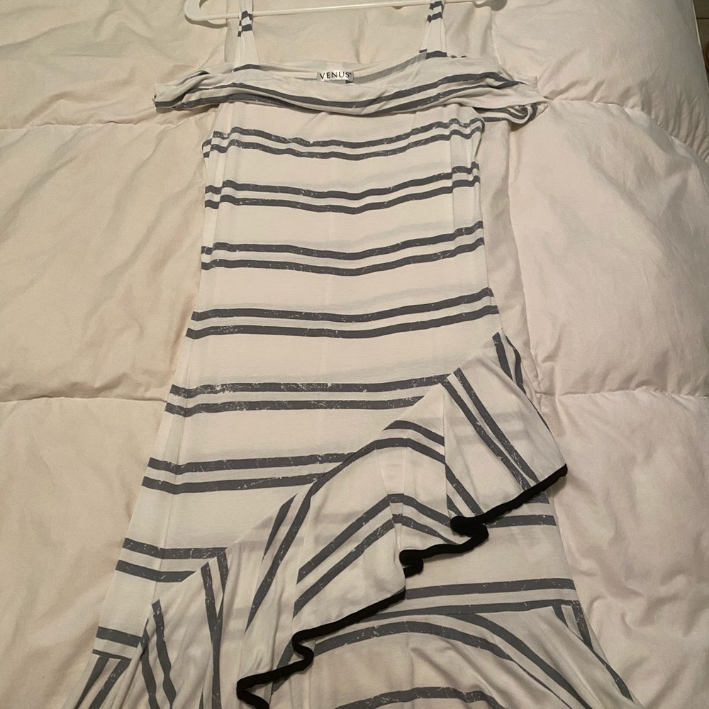 White and black mid dress